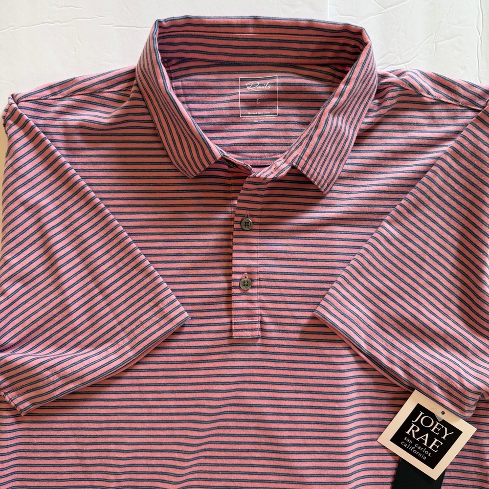 Rails Merced Golf Polo Shirt Mens Size Large Hibiscus Mirage Stripe NWT - Picture 6 of 16